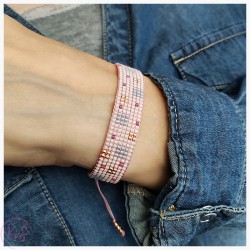 KiS PINKI - BRANSOLETKA TKANA W PASTELOWYM RÓŻU