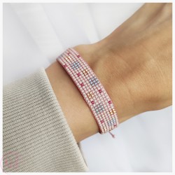 KiS PINKI - BRANSOLETKA TKANA W PASTELOWYM RÓŻU