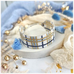 KiS WHITE BLUE - BRANSOLETKA TKANA