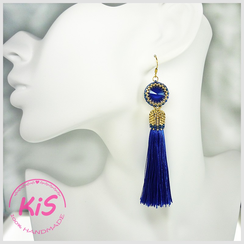 KOLCZYKI Z CHWOSTEM KiS ELEGANCE ROYAL BLUE KOLCZYKI Z CHWOSTEM KiS ELEGANCE ROYAL BLUE
