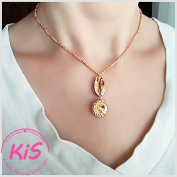 NASZYJNIK Z MUSZLA KAURI KiS MINI ROSE GOLD SHELL