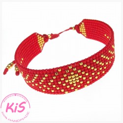 BRANSOLETKA TKANA PLECIONKA KiS RED ENERGY