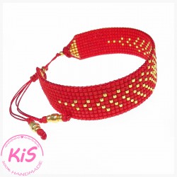 BRANSOLETKA TKANA PLECIONKA KiS RED ENERGY