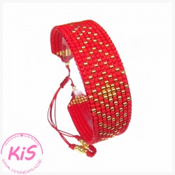 BRANSOLETKA TKANA PLECIONKA KiS RED ENERGY