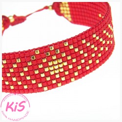 BRANSOLETKA TKANA PLECIONKA KiS RED ENERGY