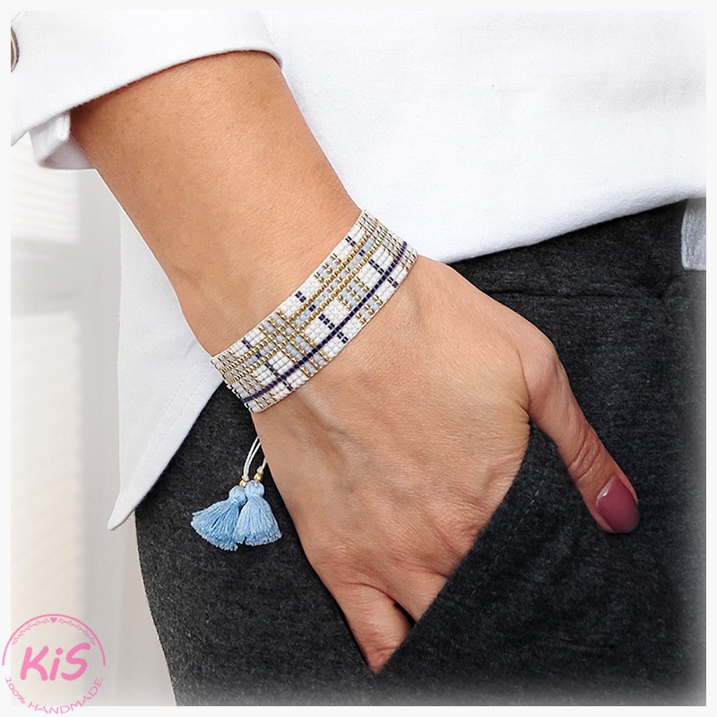 BRANSOLETKA TKANA KiS WHITE BLUE