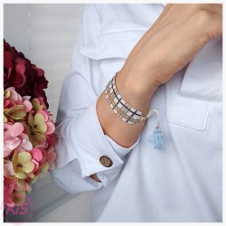 BRANSOLETKA TKANA KiS WHITE BLUE