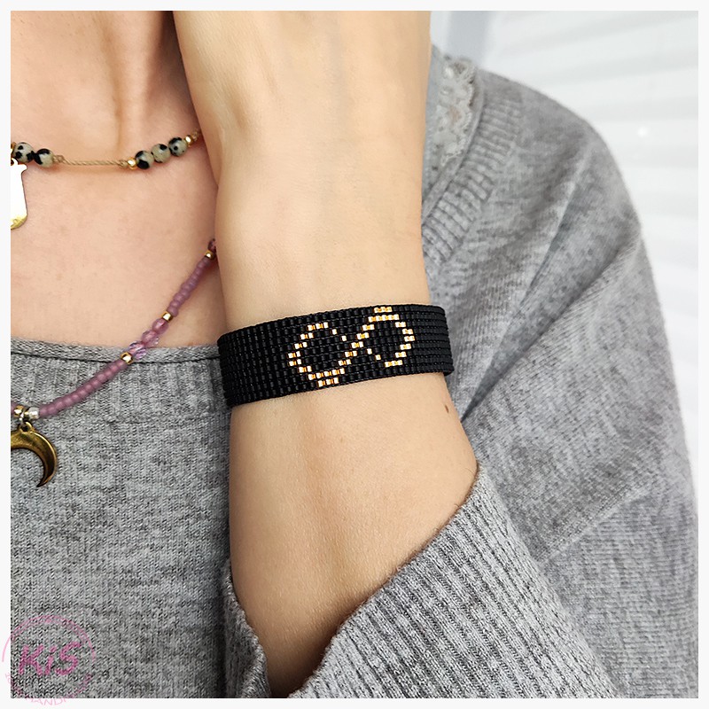 BRANSOLETKA TKANA Z KORALIKÓW KiS BLACK INFINITY BRANSOLETKA TKANA Z KORALIKÓW KiS BLACK INFINITY
